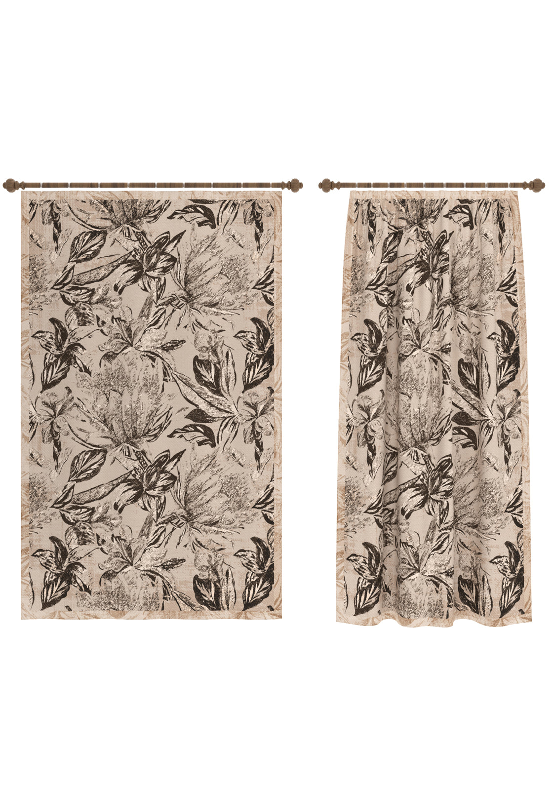 Liora Floral Beige Curtain