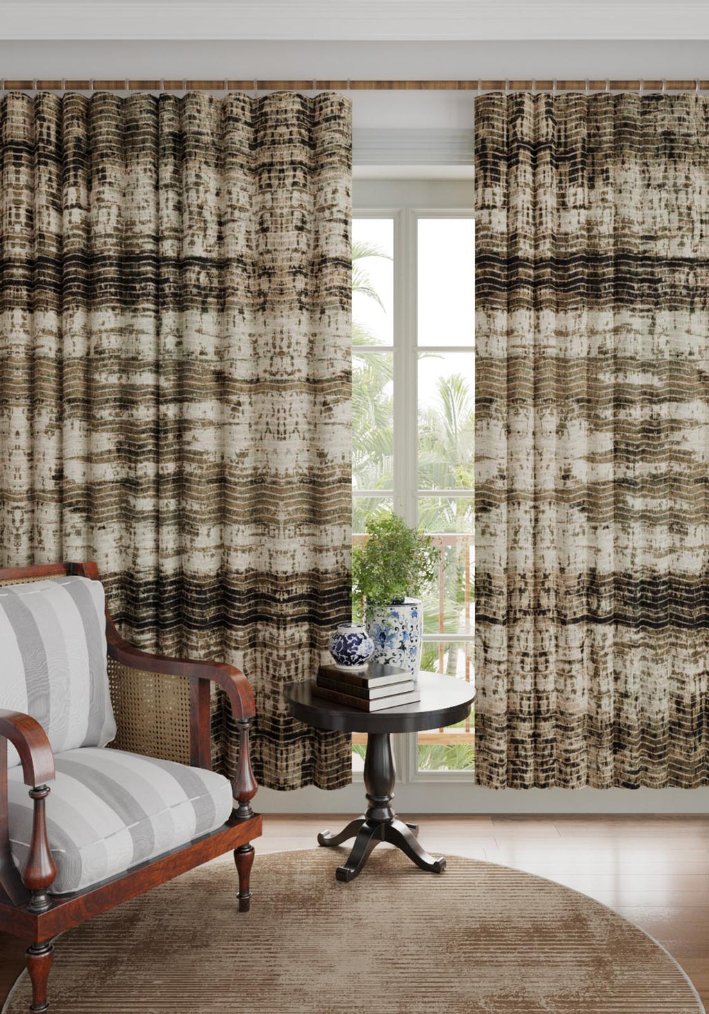 Anna Brown Beige Curtain