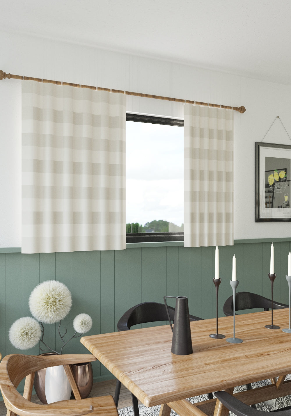 Liam Beige Gingham Curtain