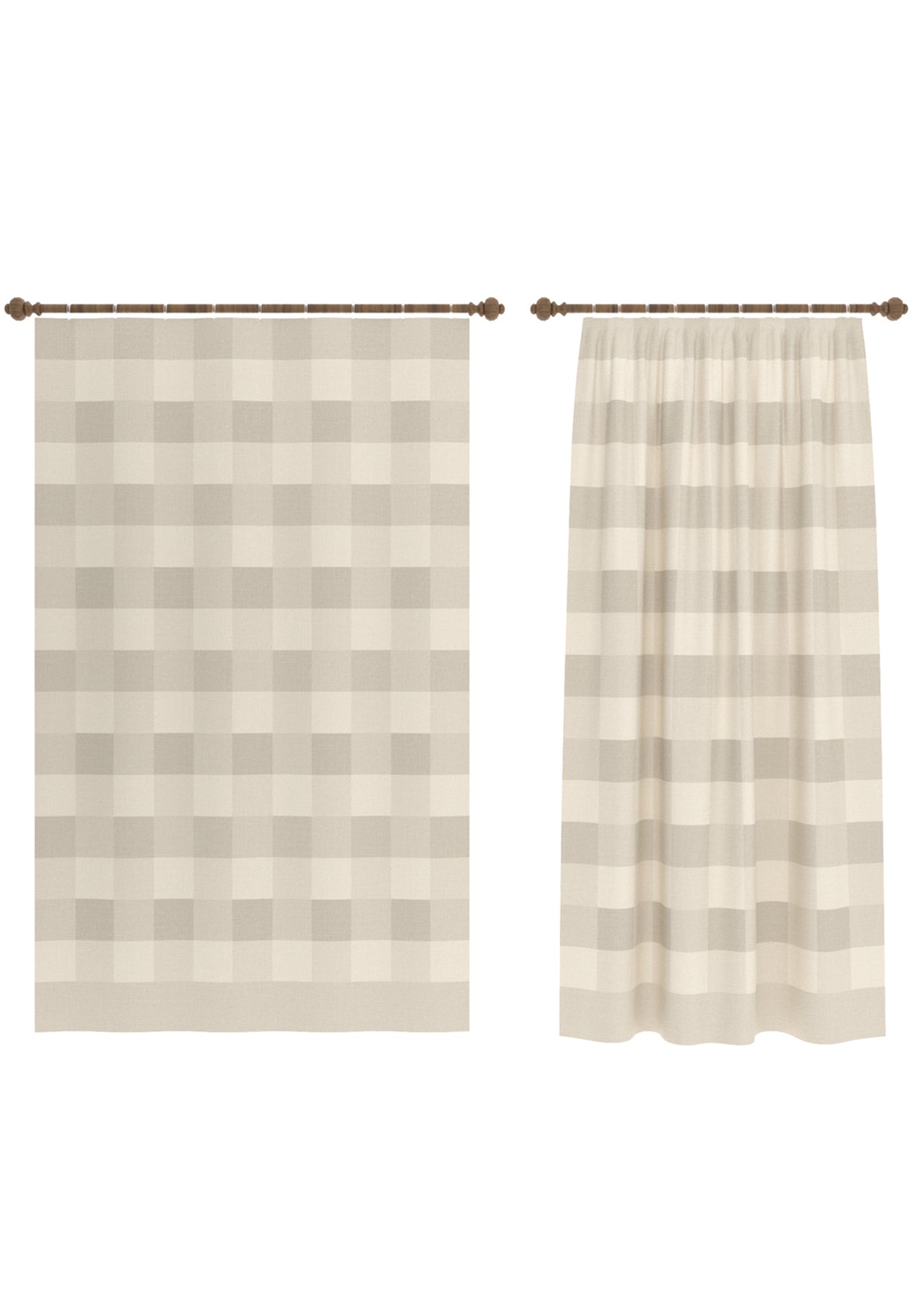 Liam Beige Gingham Curtain