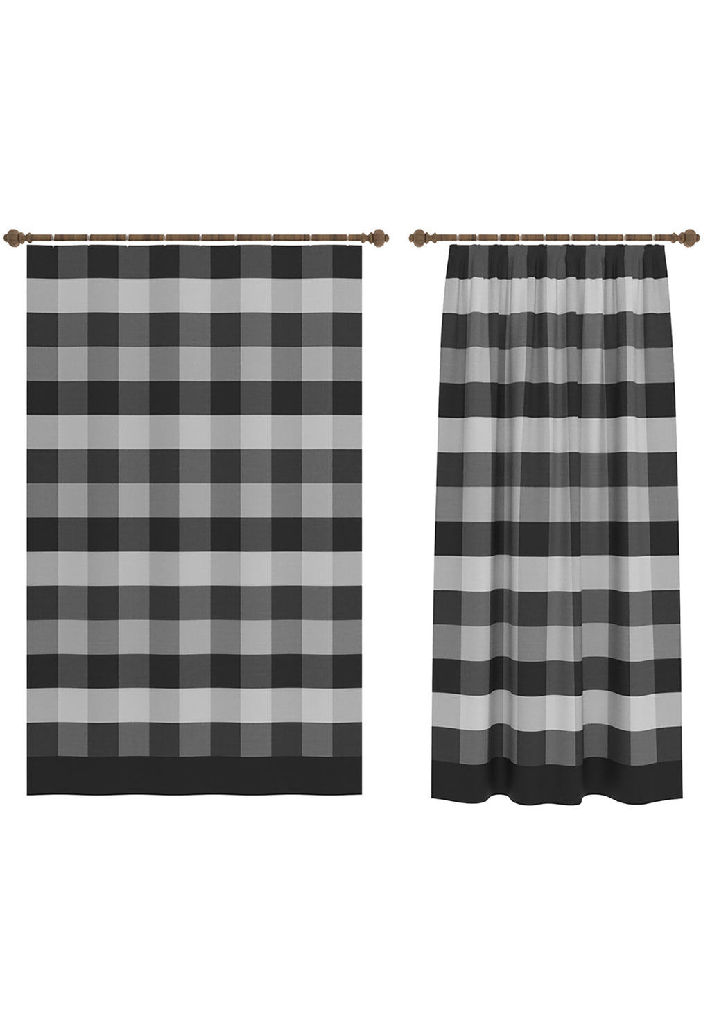 Liam Black Plaid Curtain