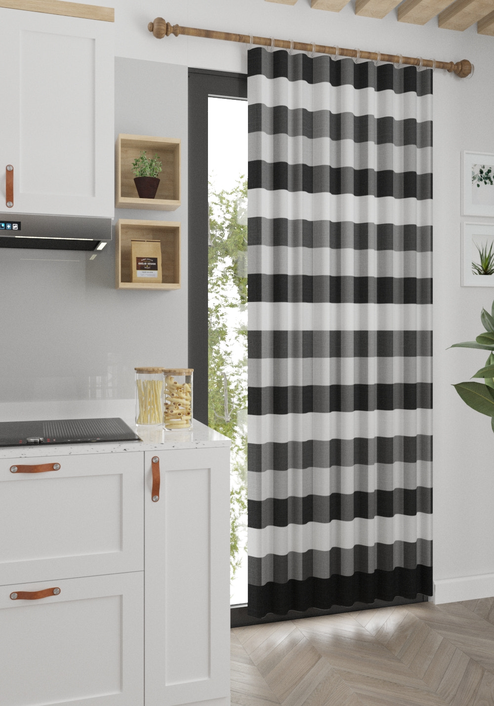 Liam Black Plaid Curtain