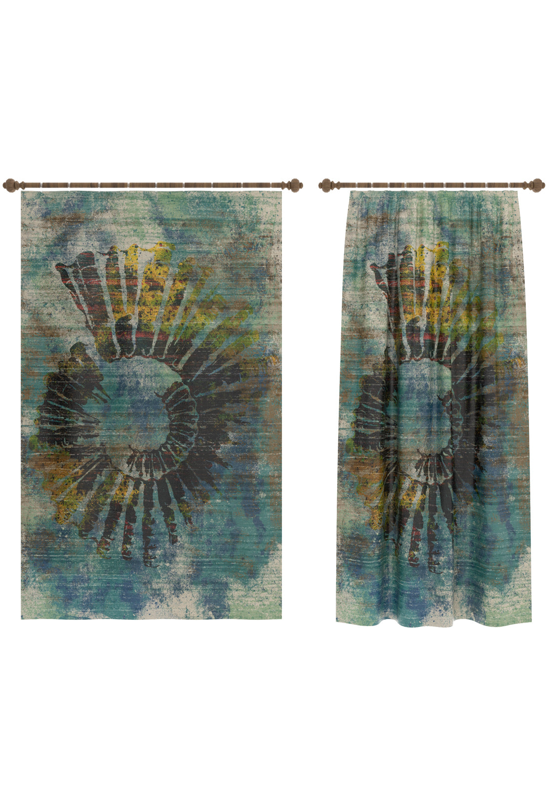 Daria Abstract Teal Curtain