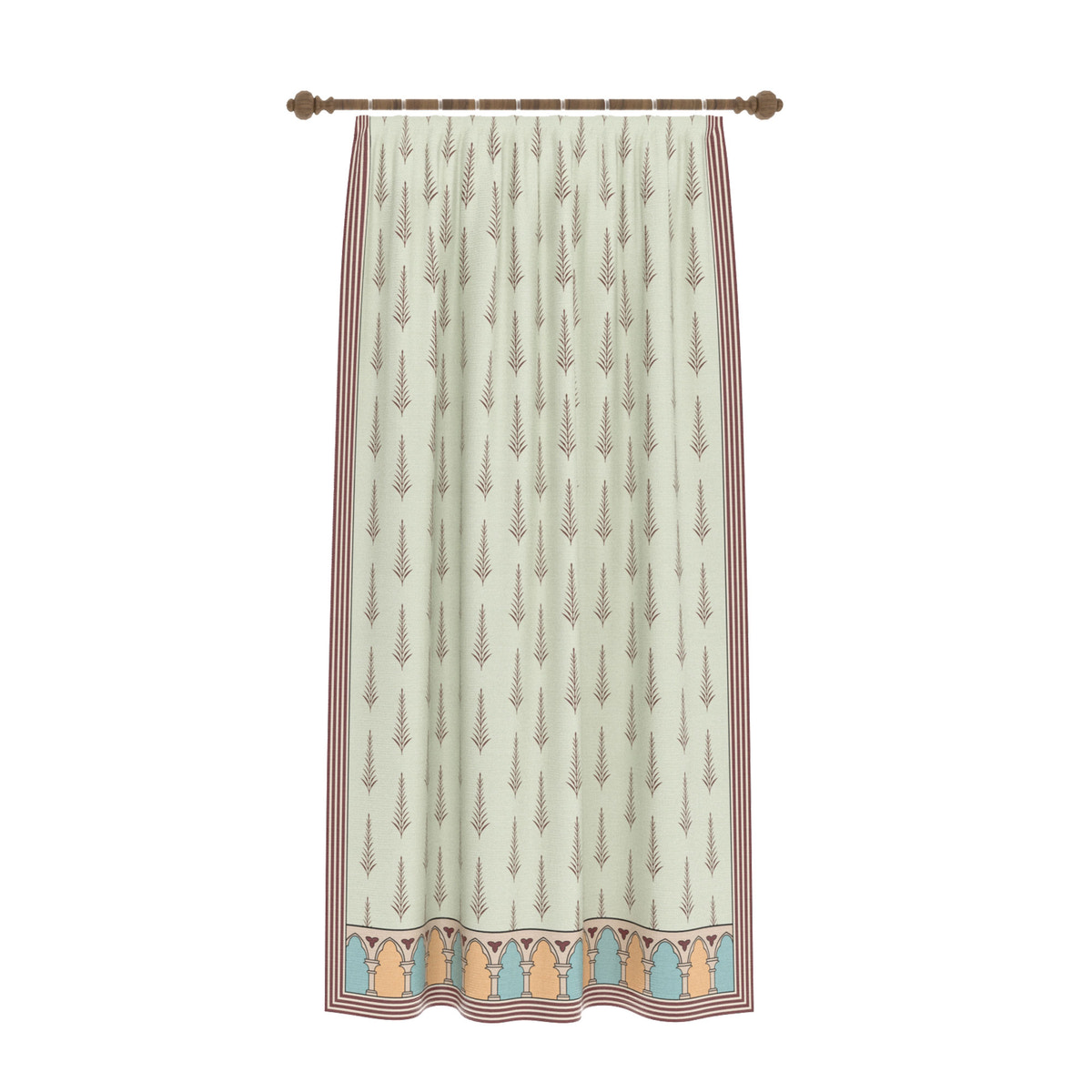 Sanctuaire Pale Sage Patterned Curtain