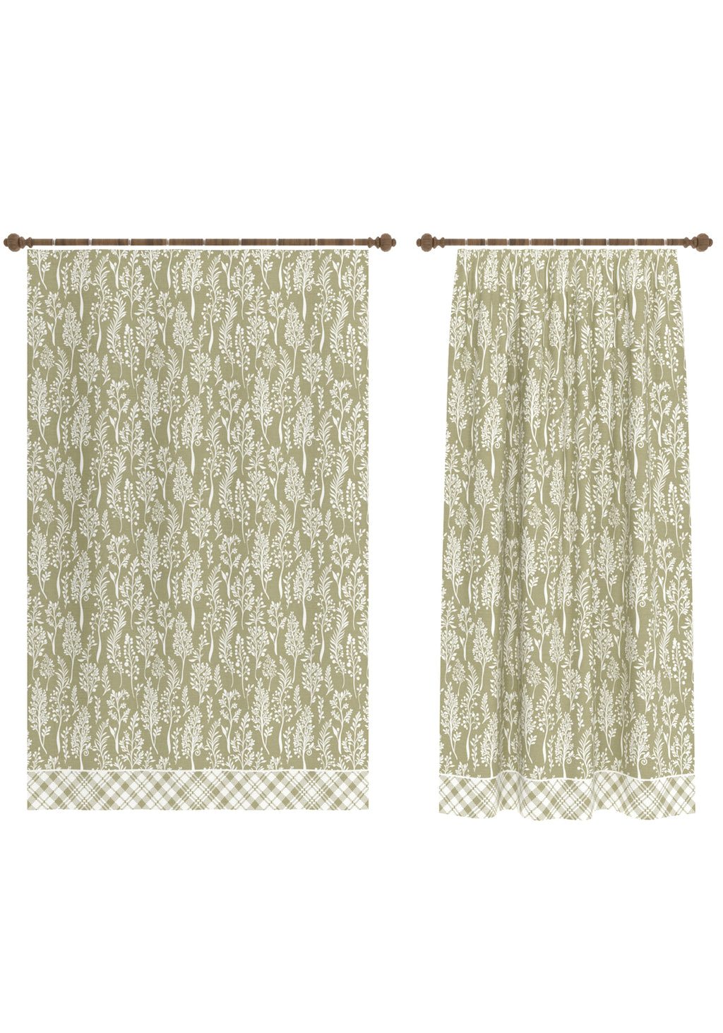Alder Floral Sage Green Curtain