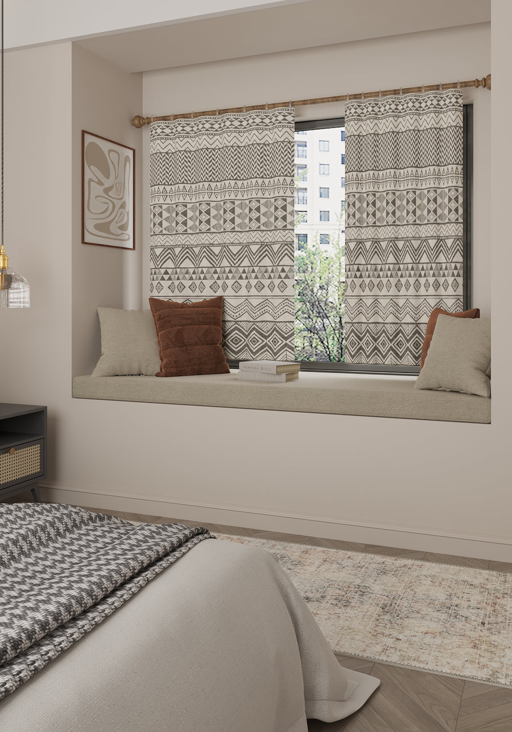 Naya Black and Cream Boho Curtain