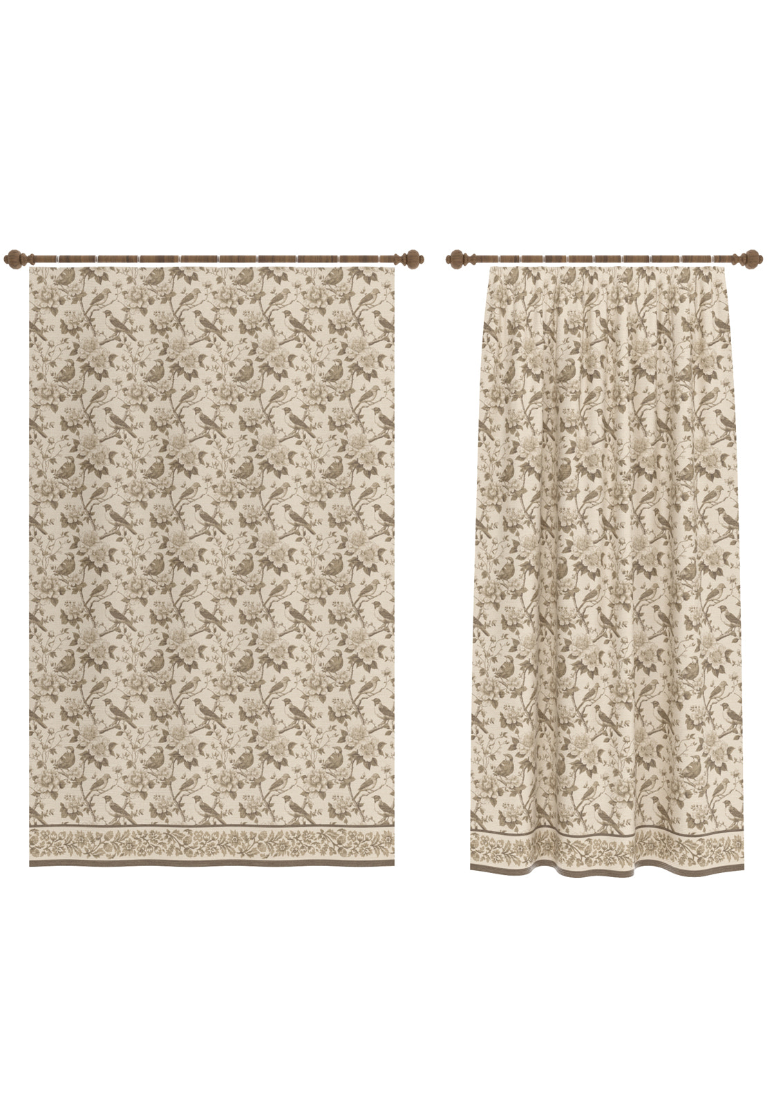 Isolde Taupe Bird Curtain