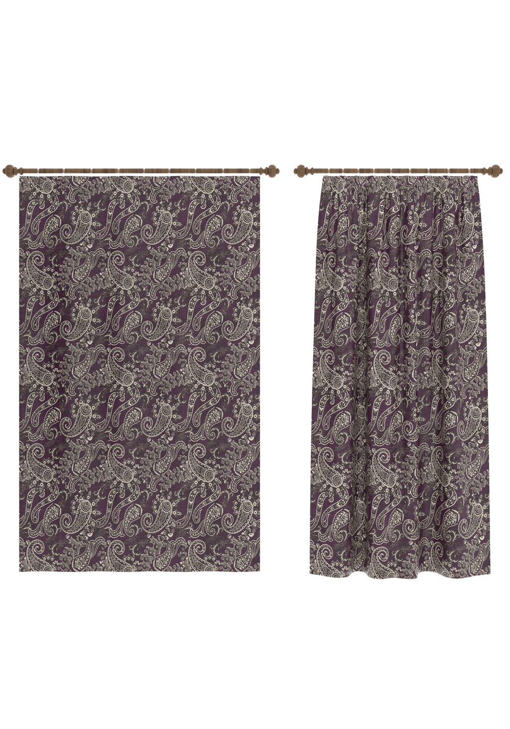 Elena Purple Paisley Curtain