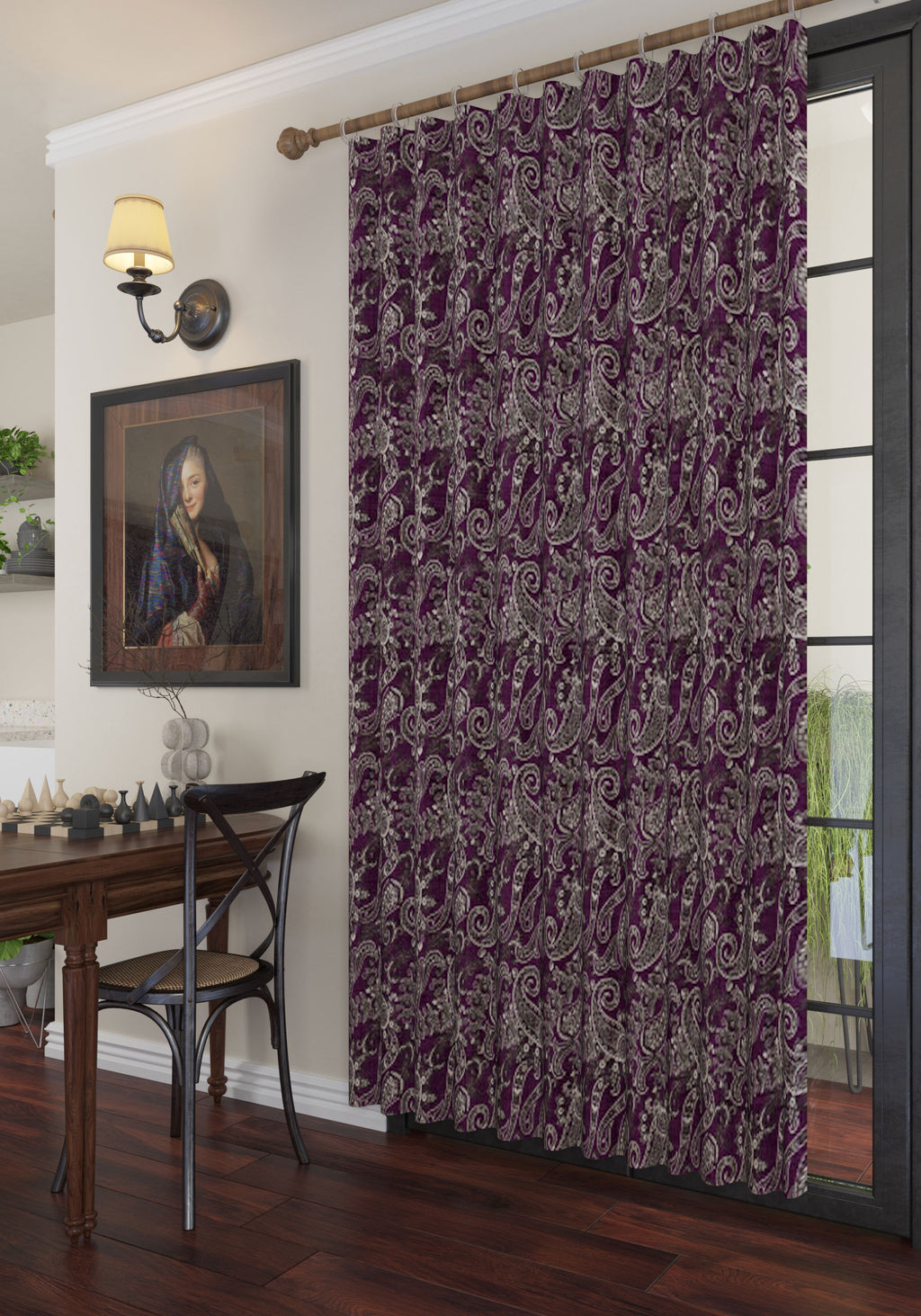 Elena Purple Paisley Curtain