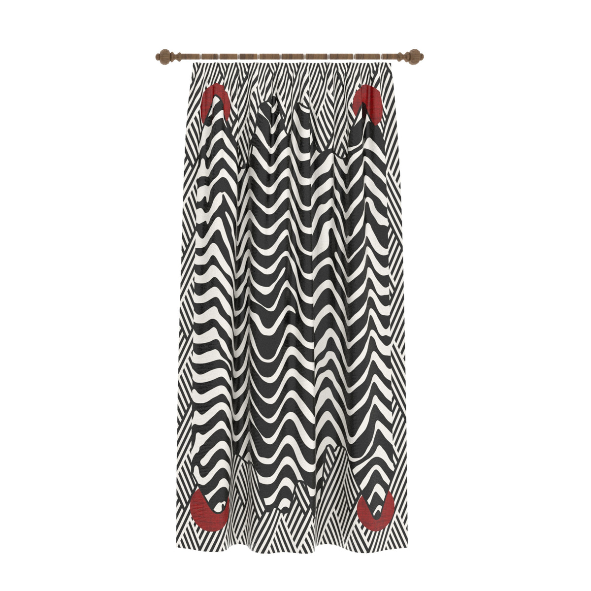Vespera Black and White Striped Curtain