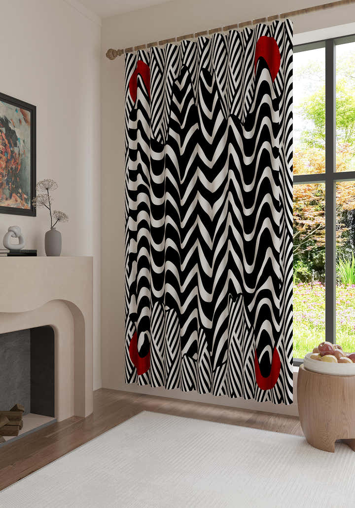 Vespera Black and White Striped Curtain