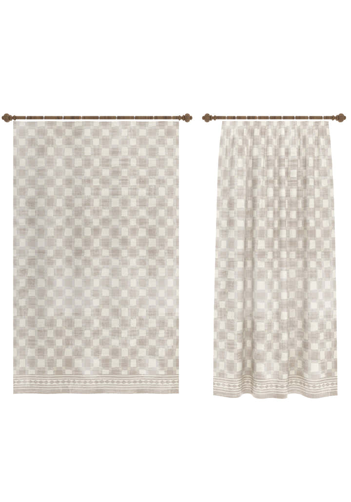 Rylon Cream Check Curtain
