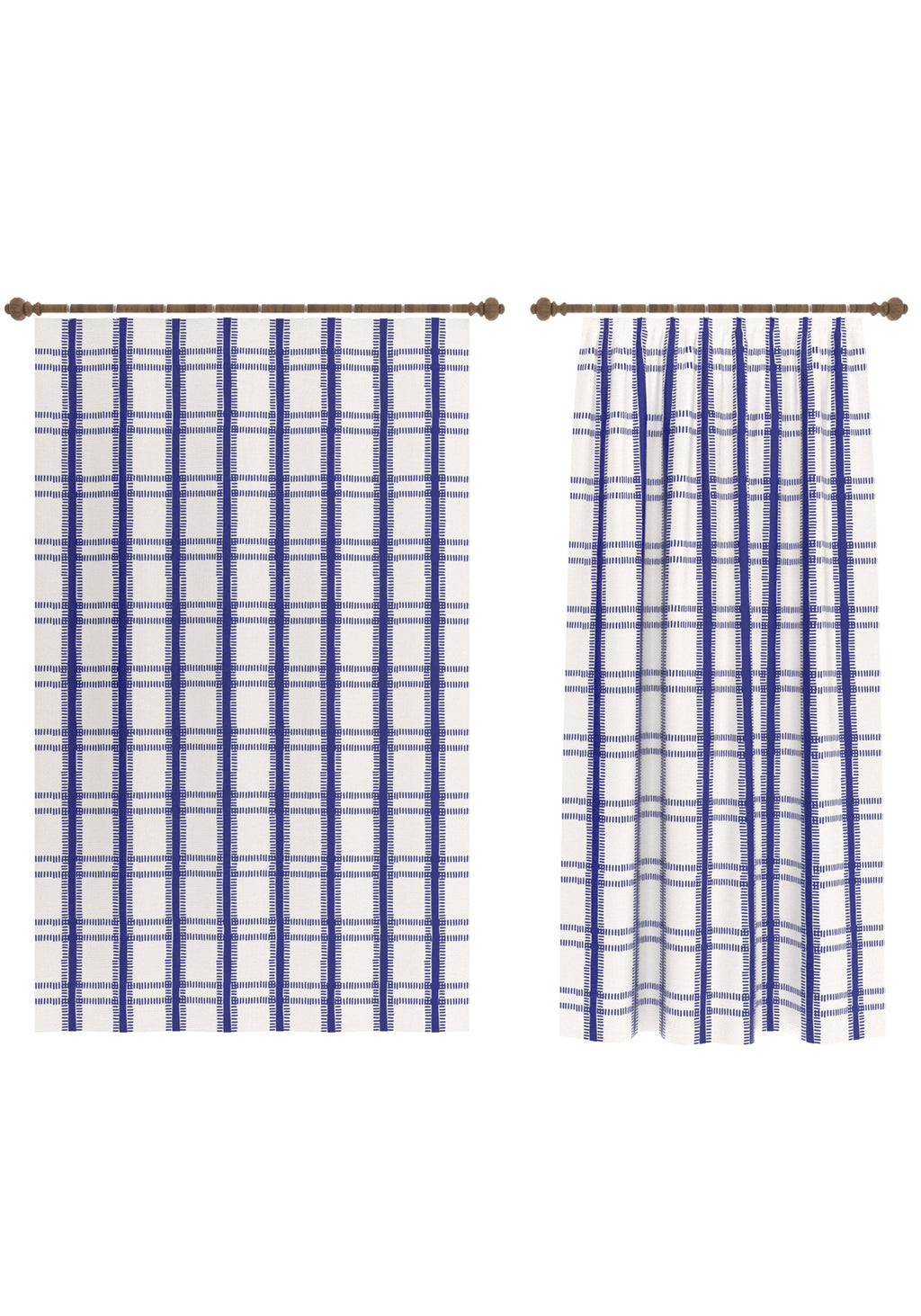 Jessamine Blue and White Plaid Curtain