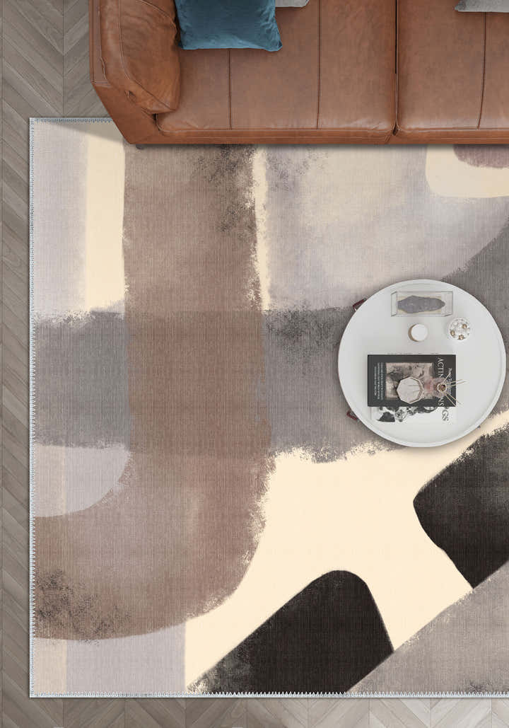 Aleron Beige Abstract Rug