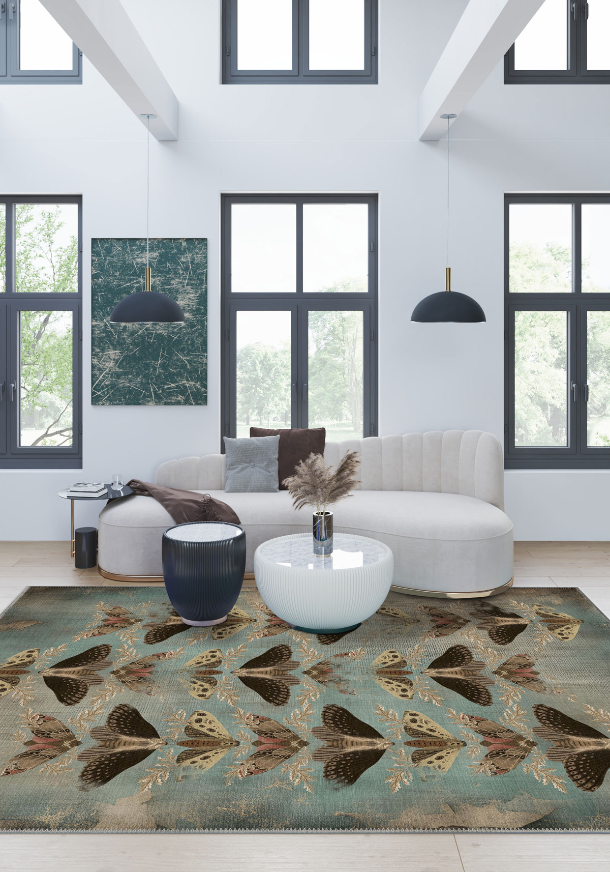 Celestia Brown Moth Rug