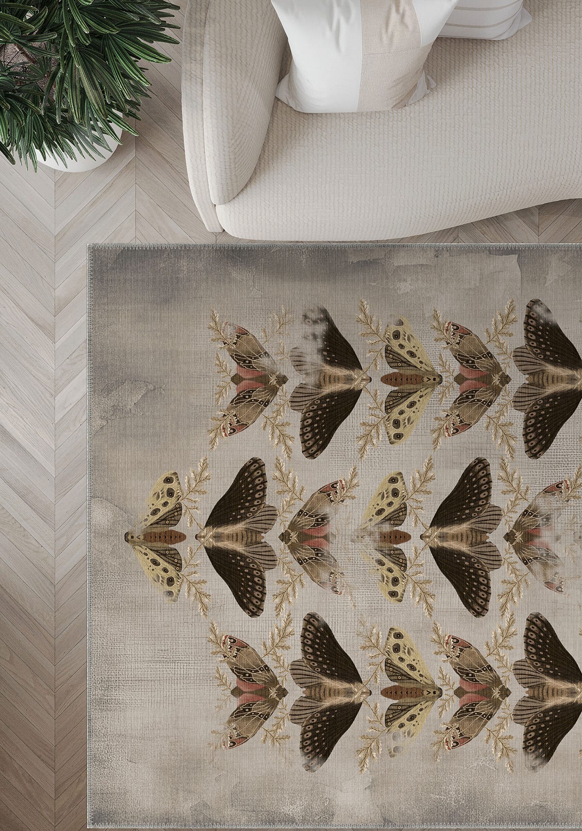 Celestia Beige Moth Rug