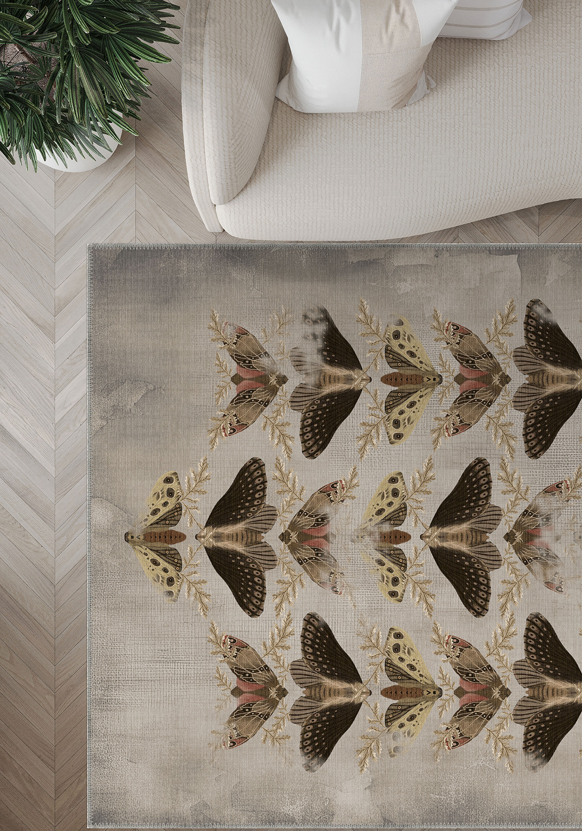 Celestia Beige Moth Rug