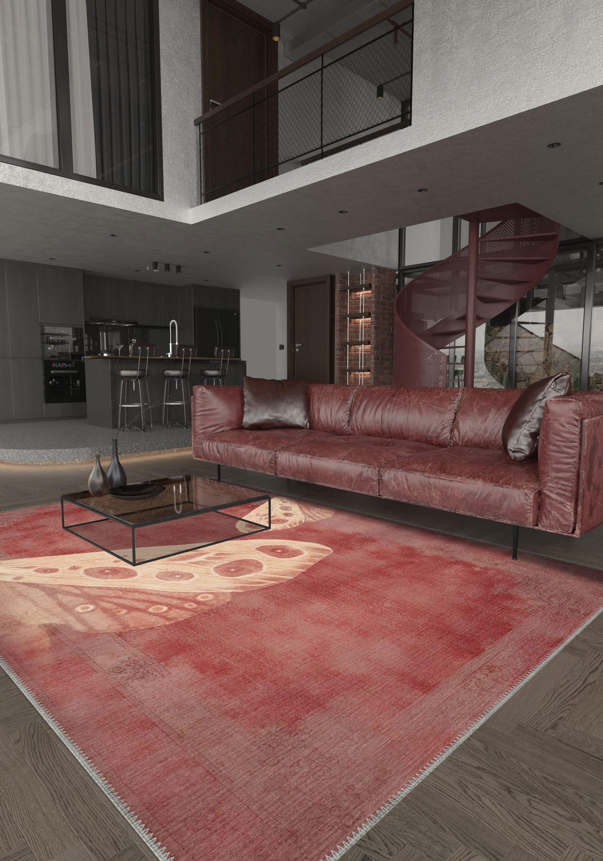 Fionella Butterfly Red Rug