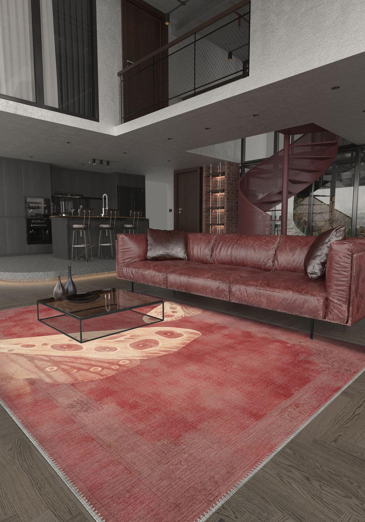 Fionella Butterfly Red Rug