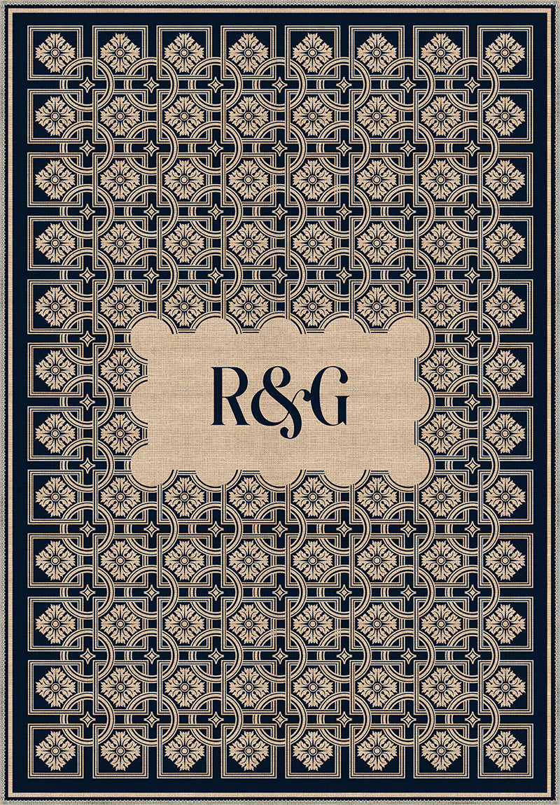 Marisa Navy Monogram Personalised Rug