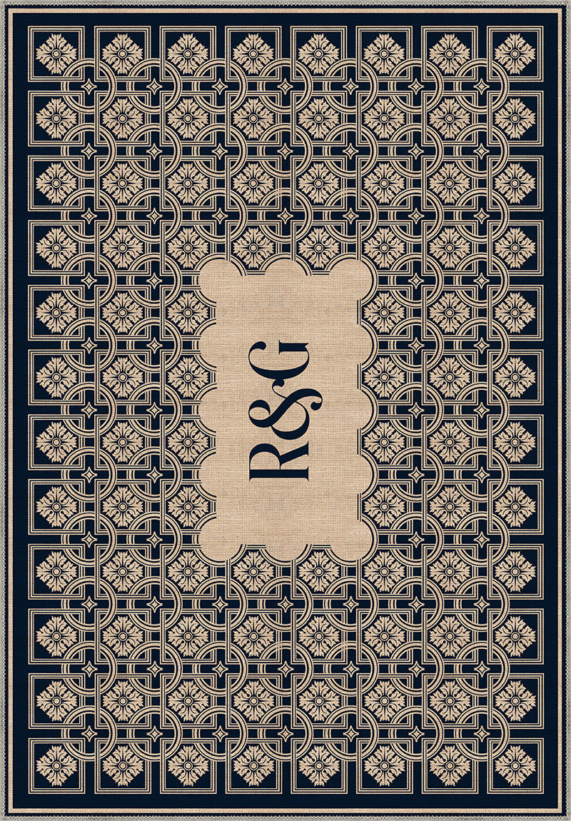 Marisa Navy Monogram Personalised Rug