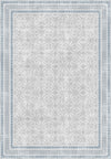 Alexis Blue Bordered Grey Rug