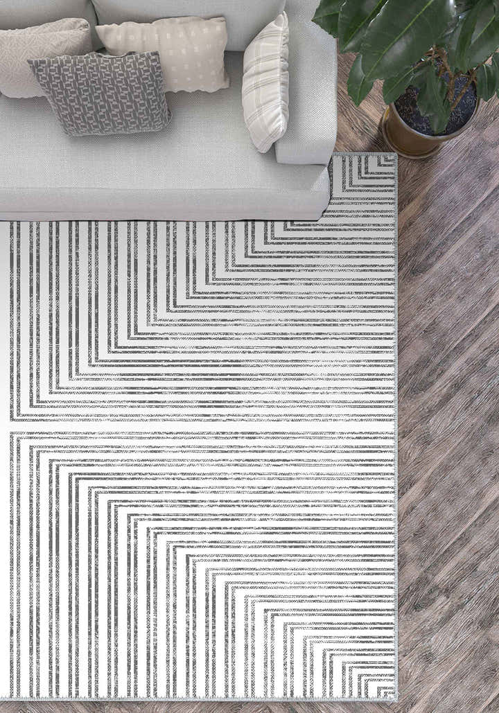 Kylie Grey Modern Striped Rug