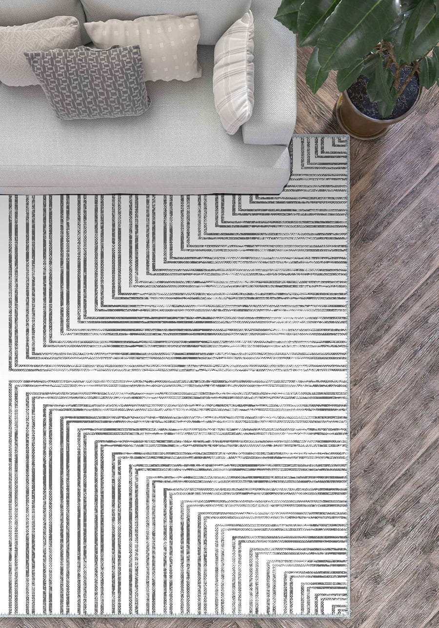 Kylie Grey Modern Striped Rug