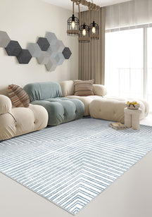 Kylie Striped Washable Rug - Light Blue