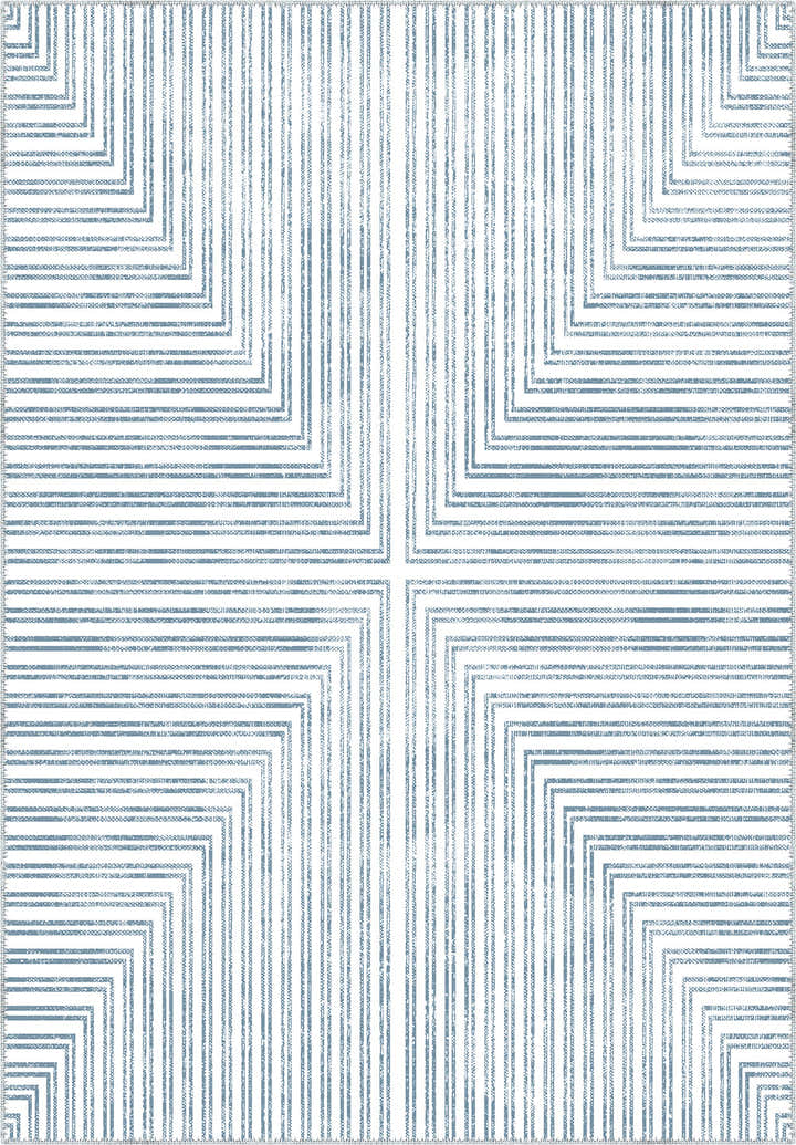 Kylie Striped Washable Rug - Light Blue