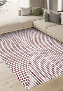 Kylie Geometric Washable Rug - Burgundy