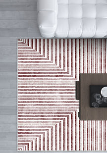 Kylie Geometric Washable Rug - Burgundy