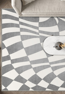 Mini Grey Checkered Rug