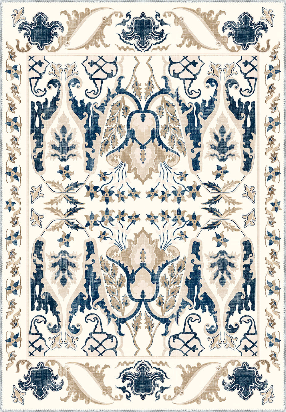 Henry Blue Brown Distressed Washable Rug