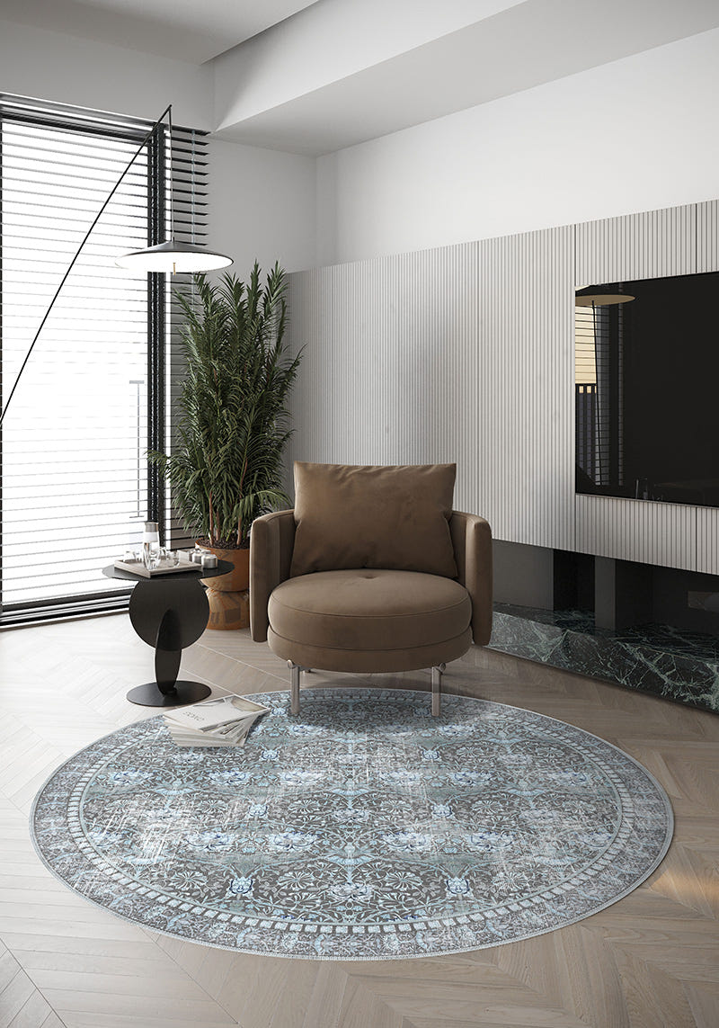 Zachary Blue Grey Distressed Rug
