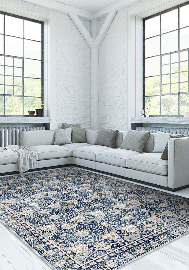Zachary Blue Distressed Oriental Rug