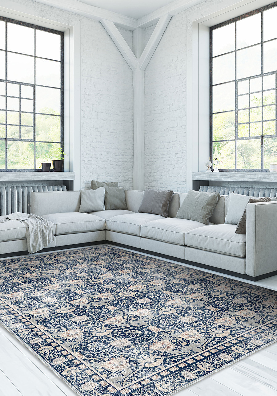Zachary Blue Distressed Oriental Rug