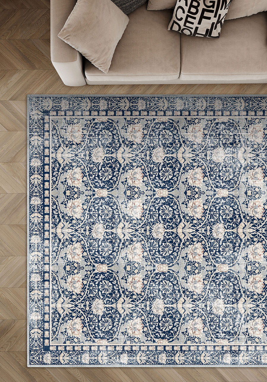 Zachary Blue Distressed Oriental Rug