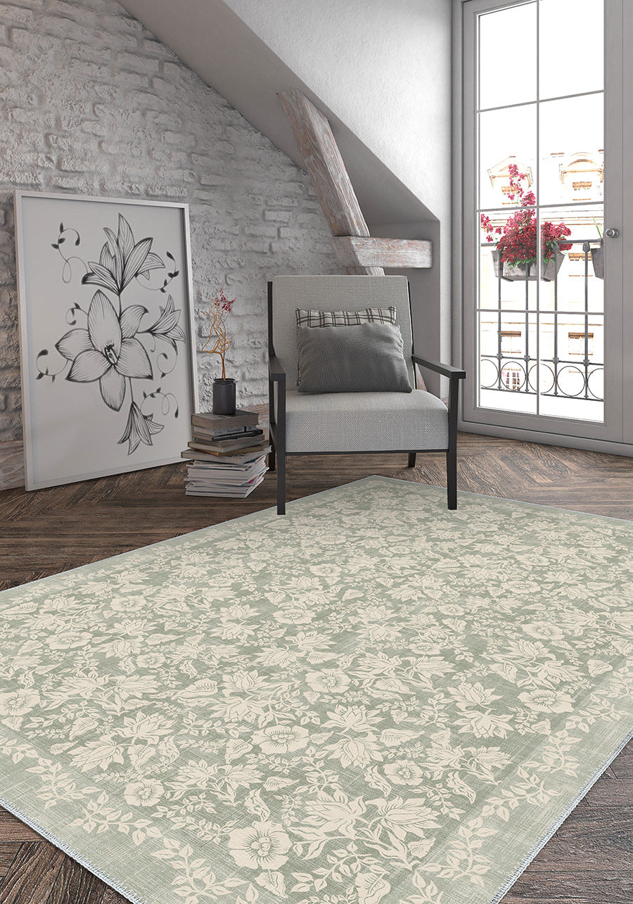 Minora Floral Sage Green Rug