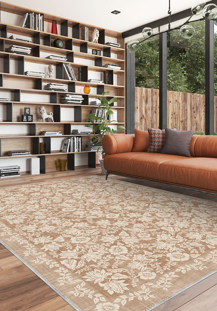 Minora Light Brown Washable Rug