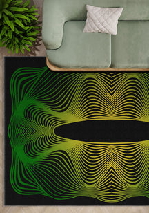 Optio Black Green Futuristic Rug