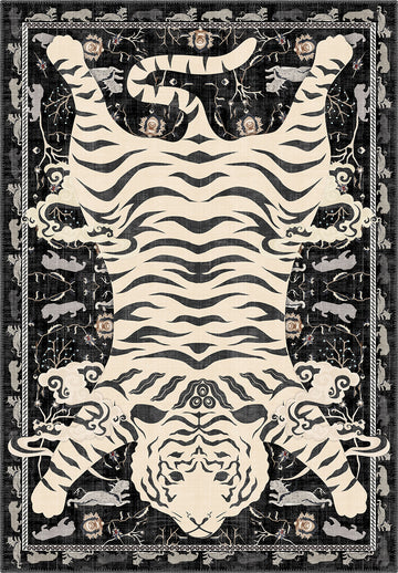 Tashi Black and White Tiger Pelt Rug