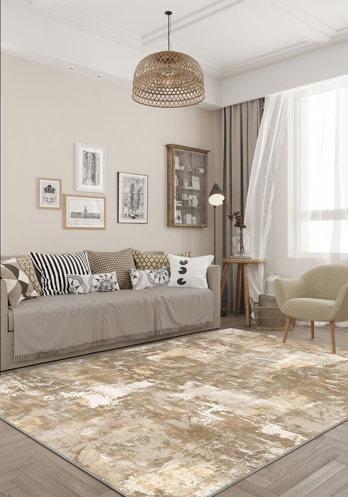 Matthew Light Brown Washable Rug
