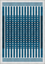 Quillon Blue Striped Rug