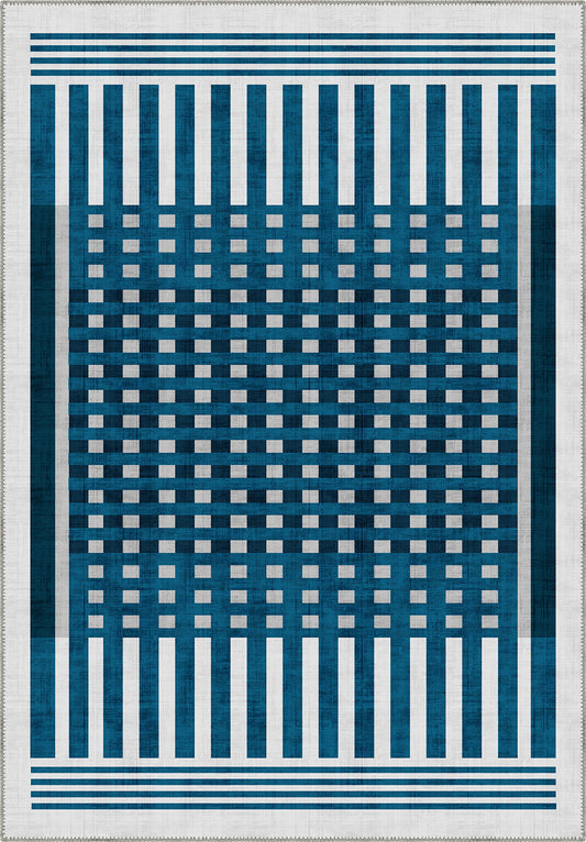 Quillon Blue Striped Rug