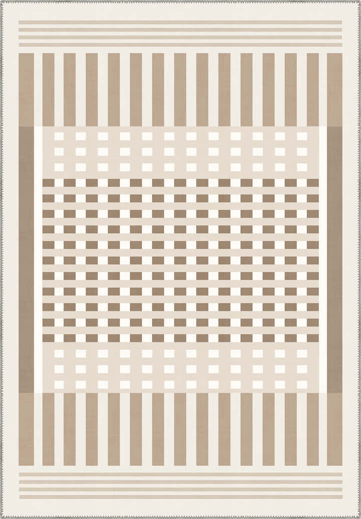 Quillon Striped Cream Rug