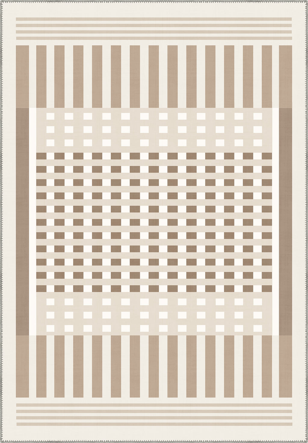 Quillon Striped Cream Rug