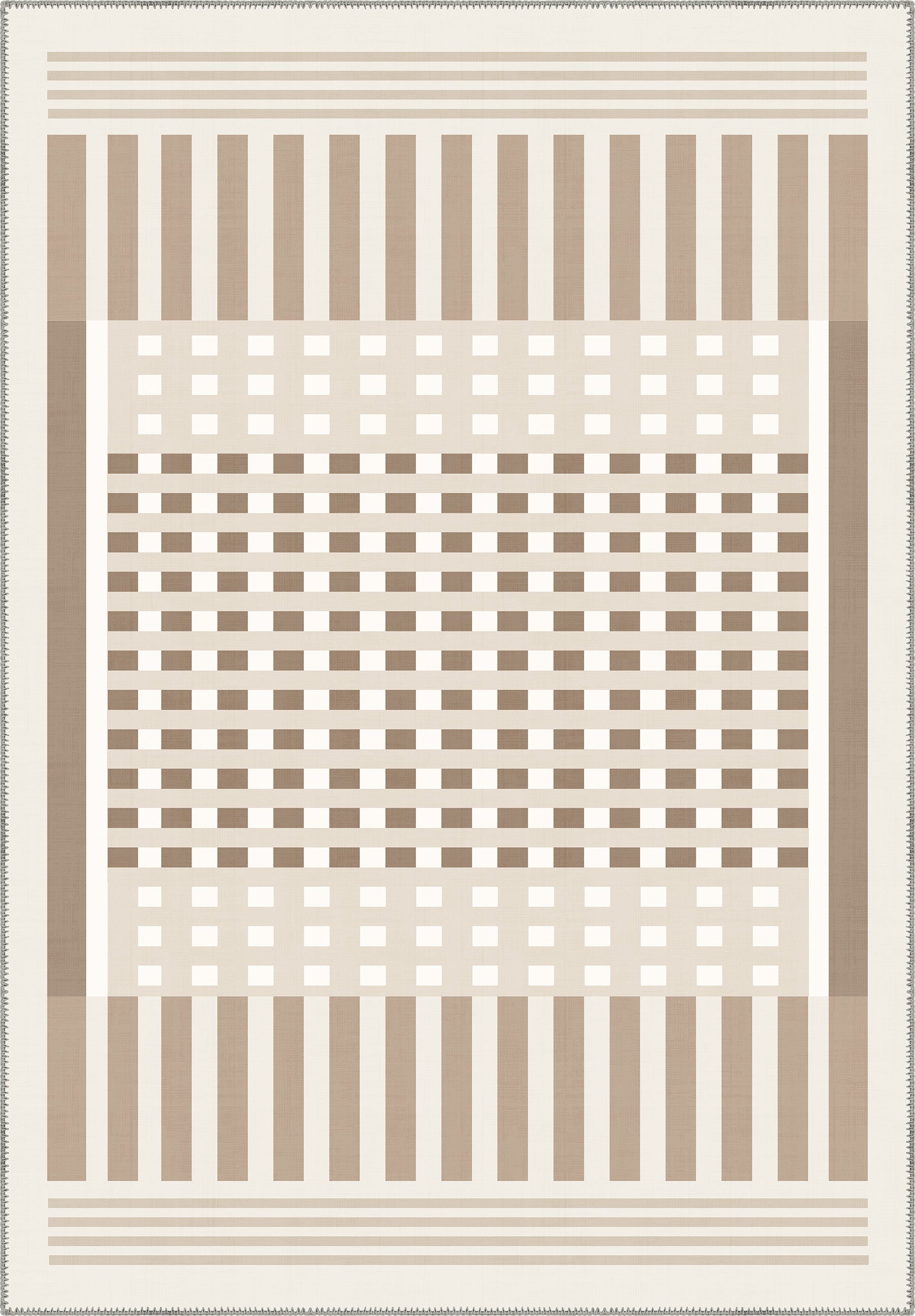 Quillon Striped Cream Rug