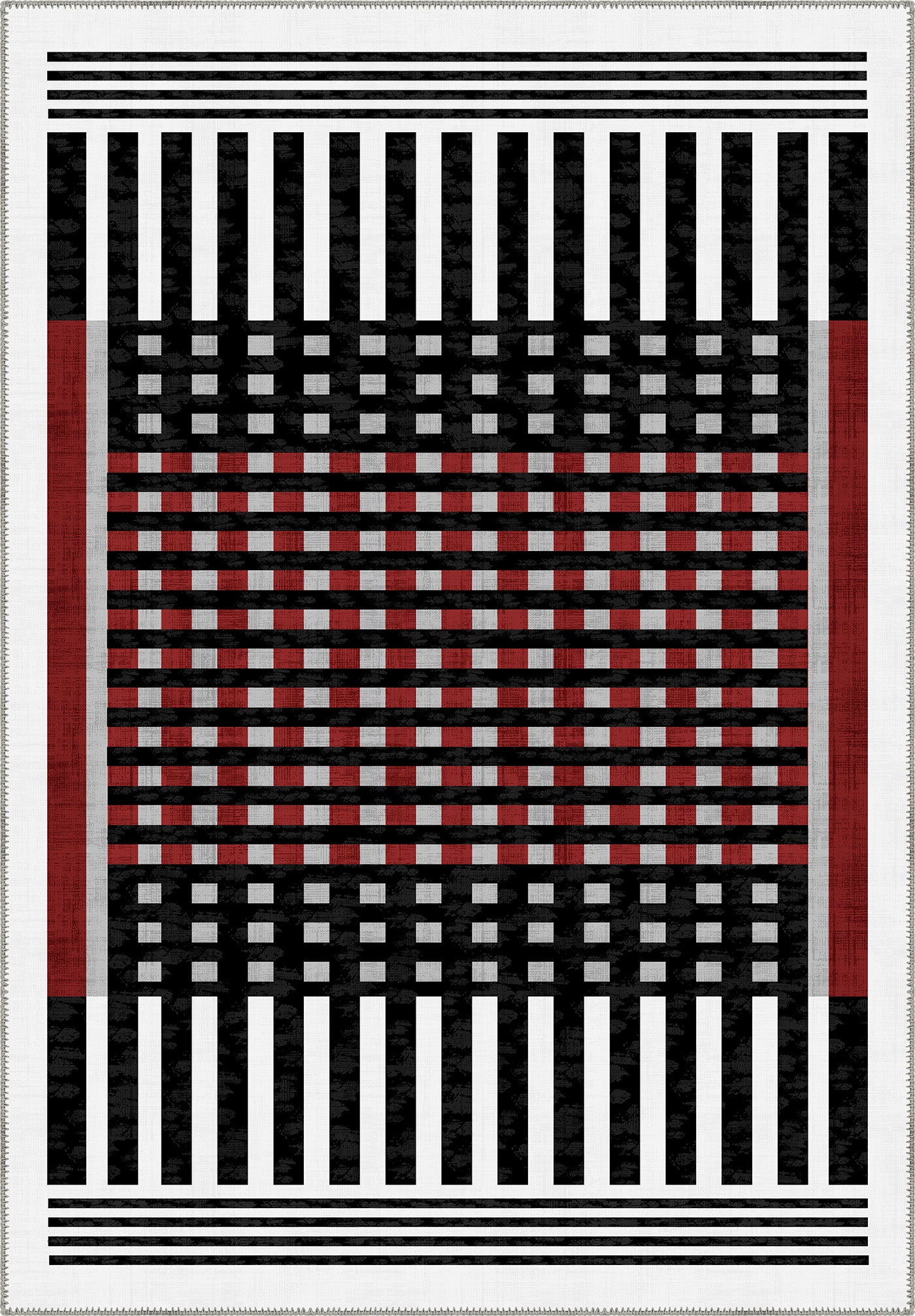 Quillon Black and White Striped Rug