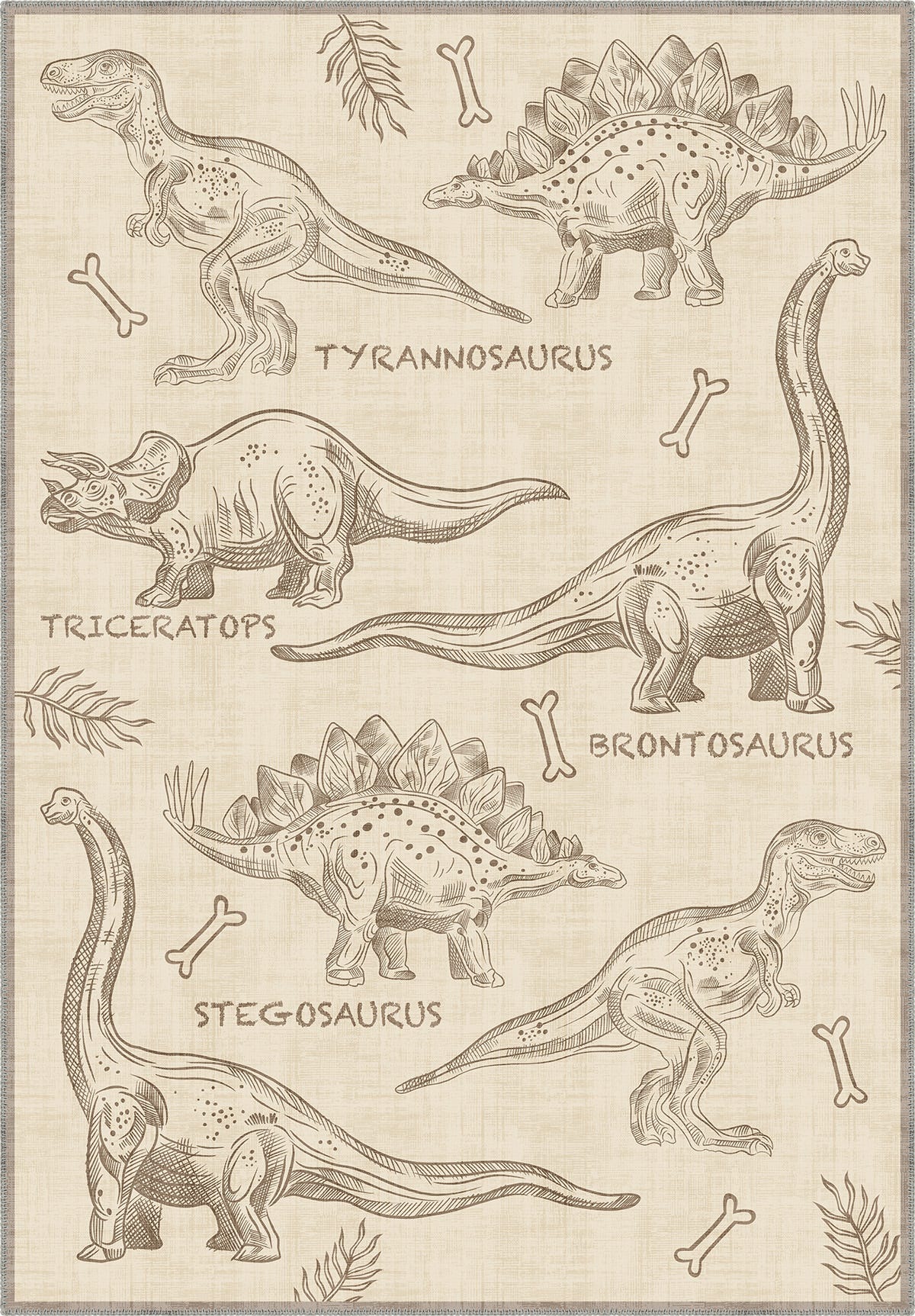 Daxon Beige Dinosaur Rug